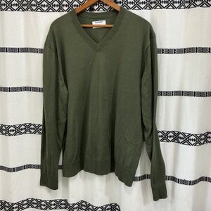 Old Navy‎ Womens XL V Neck Sweater Olive Green Long Sleeve Knit Pullover Top